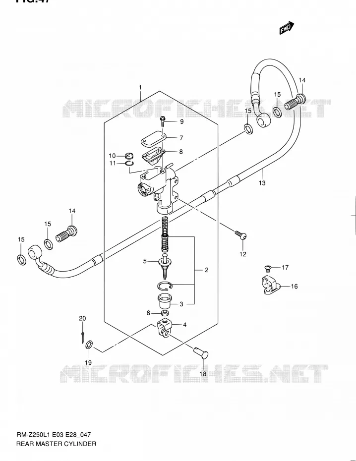 ACHTER HOOFDREMCILINDER Suzuki MOTO 250 RM-Z 2011  RM-Z250 L1 (E03,E28,E33)