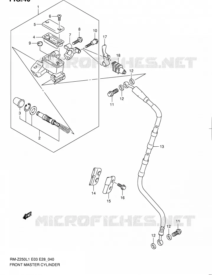 FRONT HOOFDREMCILINDER Suzuki MOTO 250 RM-Z 2012  RM-Z250 L1 (E03,E28,E33)