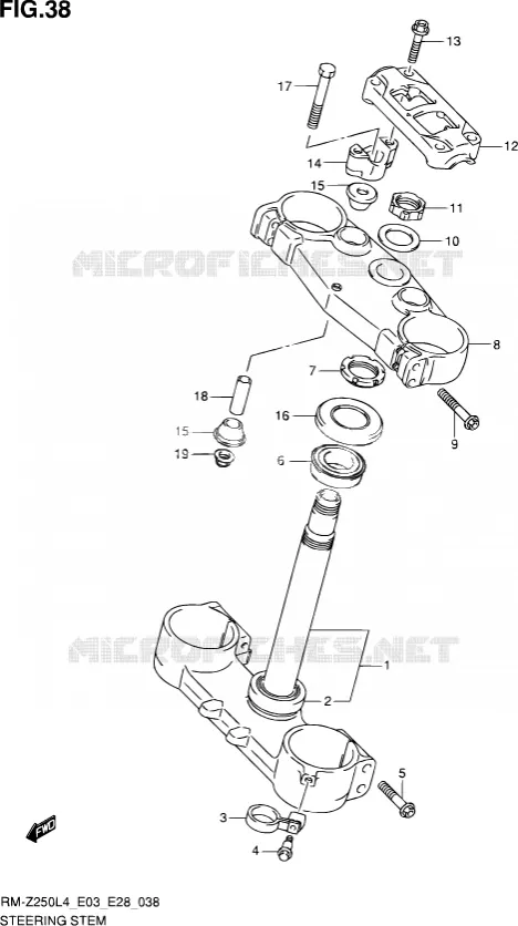 STUURKOLOM Suzuki MOTO 250 RM-Z 2014  RM-Z250 L4 (E03,E28,E33)