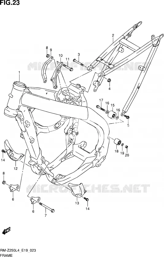 FRAME Suzuki MOTO 250 RM-Z 2014  RM-Z250 L4 (E19)
