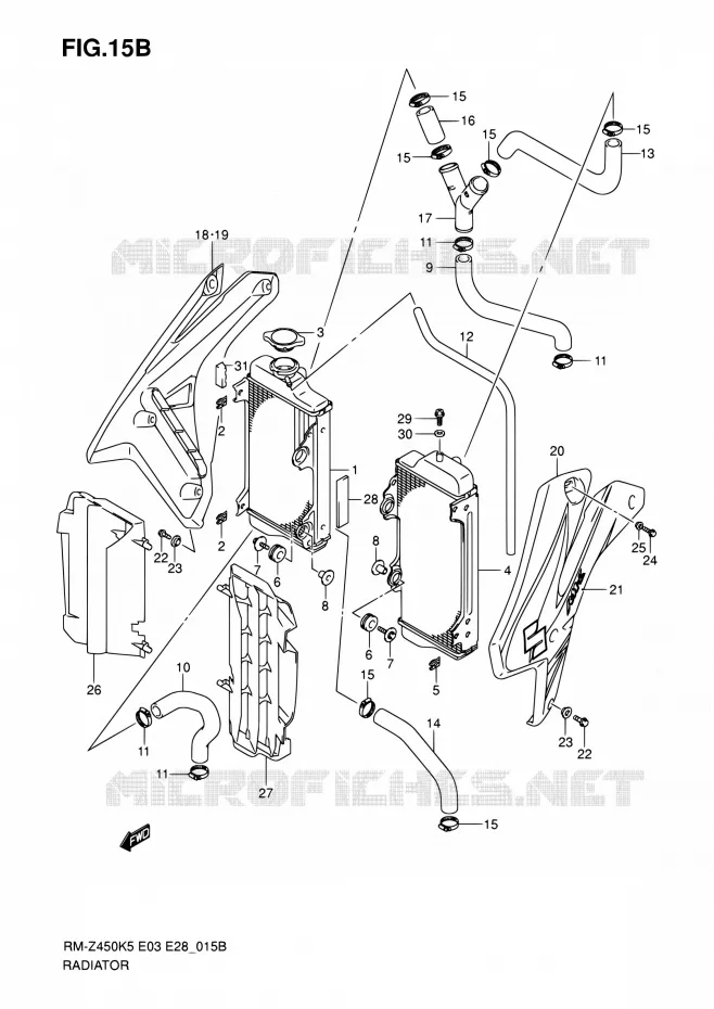 RADIATOR (MODEL K7) Suzuki MOTO 450 RM-Z 2007  RM-Z450 K7/RM-Z450Z K7 (E03,E28,E33)