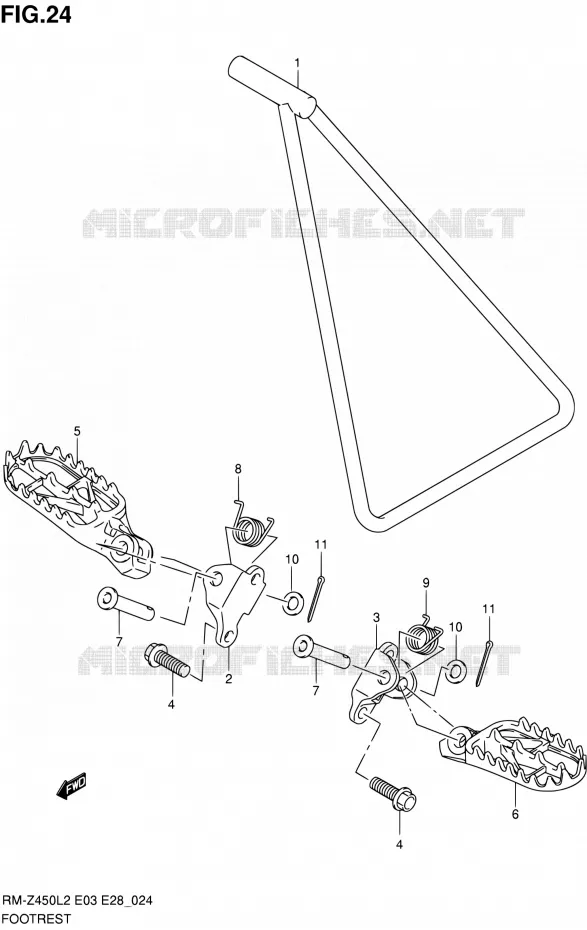 FOOTREST Suzuki MOTO 450 RM-Z 2012  RM-Z450 L2 (E03,E28,E33)