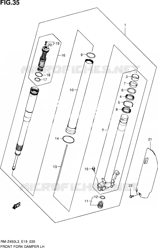 LINKS VOORVORK Suzuki MOTO 450 RM-Z 2013  RM-Z450 L3 (E19)