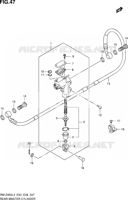 ACHTER HOOFDREMCILINDER Suzuki MOTO 450 RM-Z 2014  RM-Z450 L4 (E03,E28,E33)
