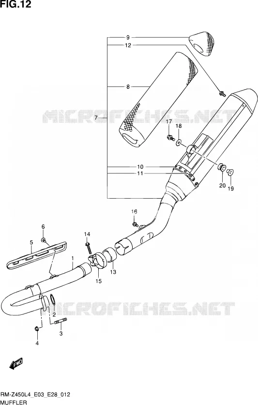 GELUIDDEMPER Suzuki MOTO 450 RM-Z 2014  RM-Z450 L4 (E03,E28,E33)
