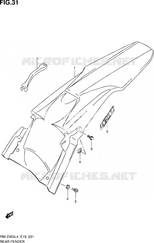 ACHTERSPATBORD Suzuki MOTO 450 RM-Z 2015  RM-Z450 L4 (E19)