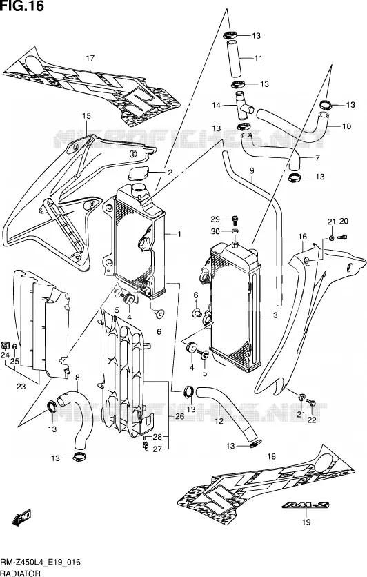 RADIATOR Suzuki MOTO 450 RM-Z 2015  RM-Z450 L4 (E19)