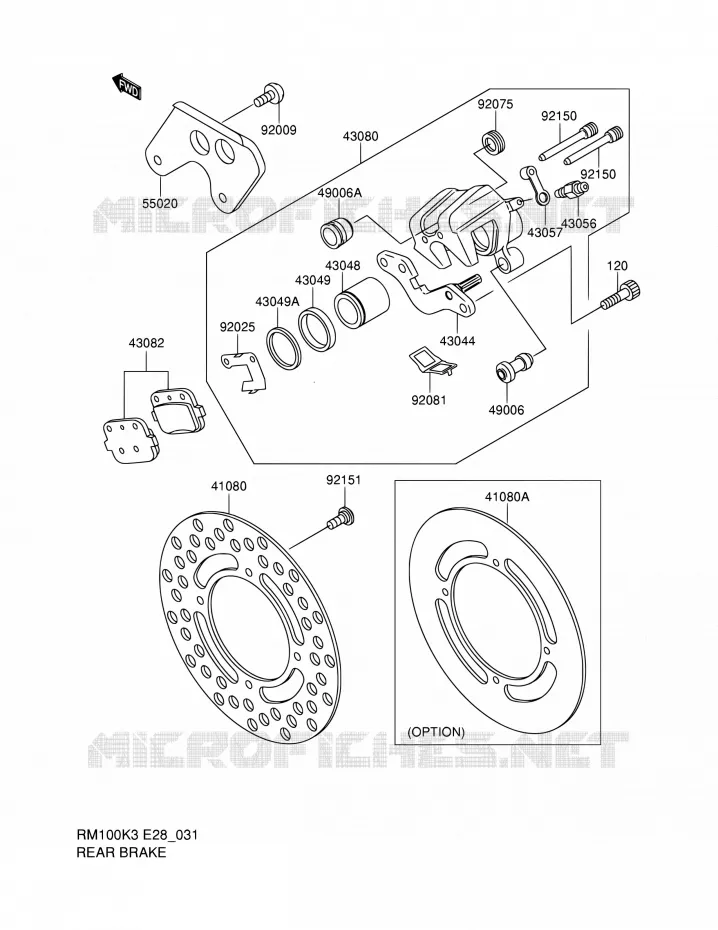ACHTERREM Suzuki MOTO 100 RM 2004  RM100K4(E28)