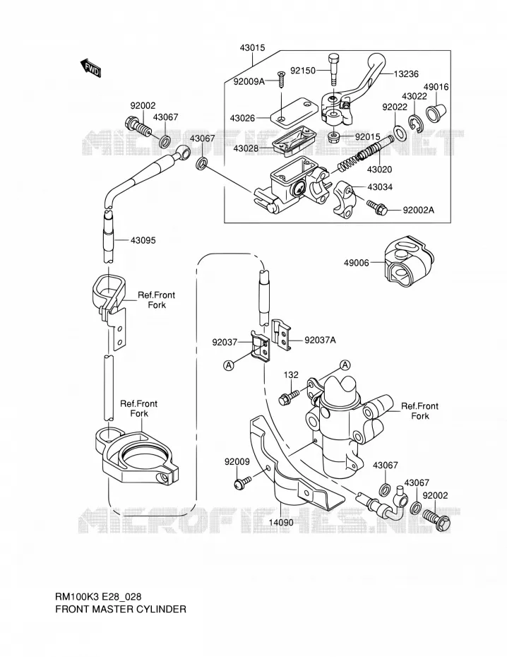 FRONT HOOFDREMCILINDER Suzuki MOTO 100 RM 2004  RM100K4(E28)