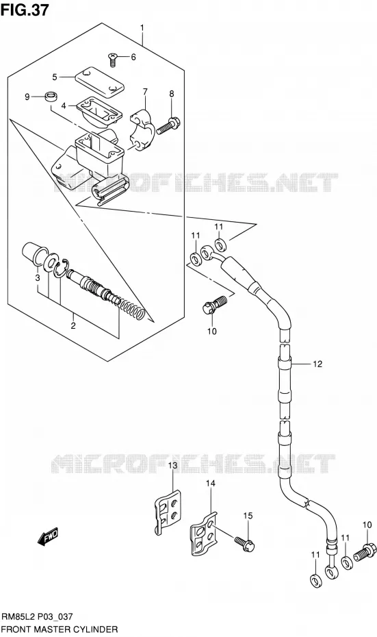 FRONT HOOFDREMCILINDER (RM85L2 P03) Suzuki MOTO 85 RM 2012  RM85L L2 (P03,P28.P33)