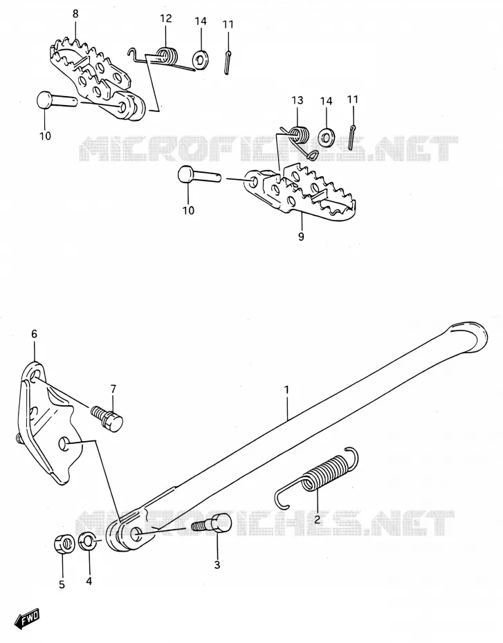 STAND - FOOTREST (MODELE K/L/M/N) Suzuki MOTO 250 RMX 1991  RMX250 M (E03,E28,E33)