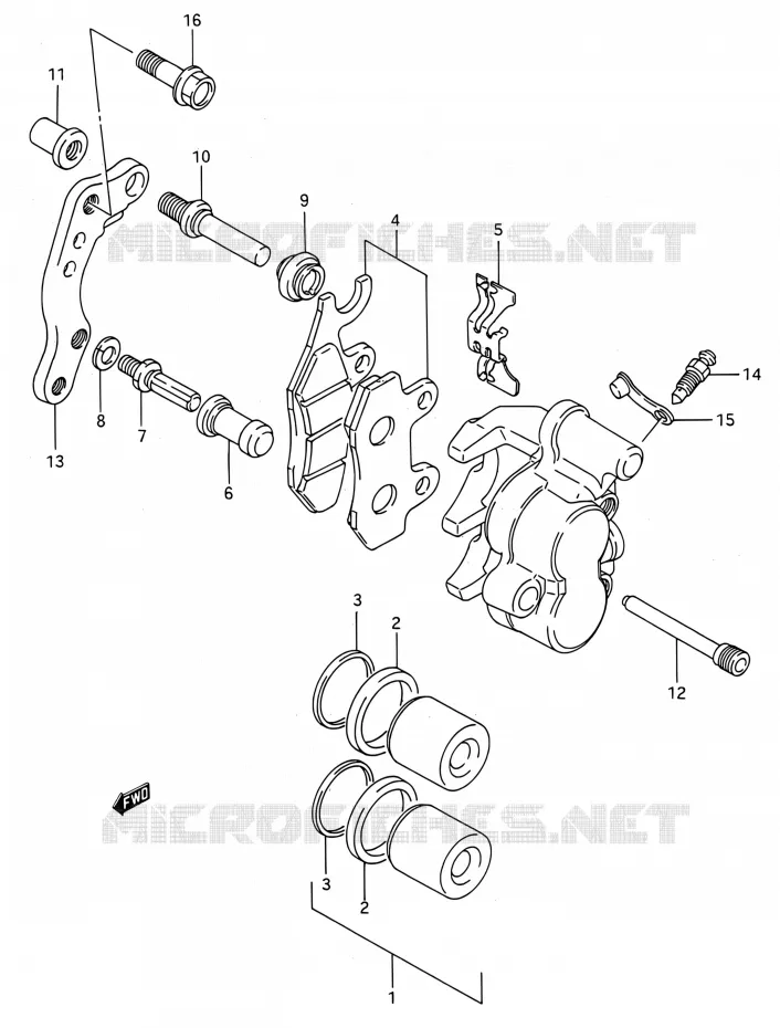 FRONT CALIPER (MODELE M/N/P/R) Suzuki MOTO 250 RMX 1994  RMX250 R (E03,E28,E33)