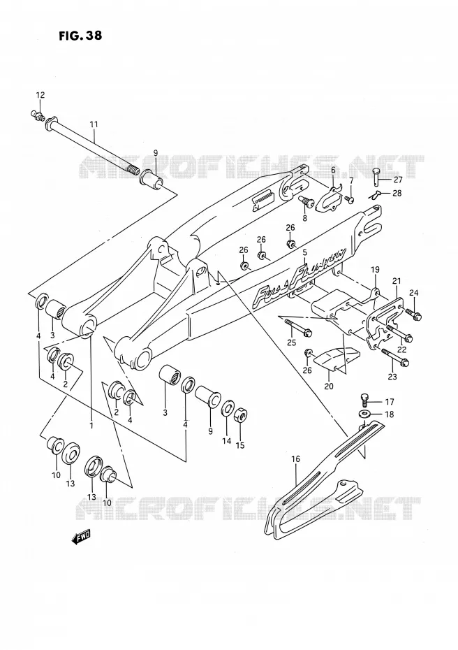 SWINGARM (MODELE K/L) Suzuki MOTO 250 RMX 1989  RMX250K(E03)