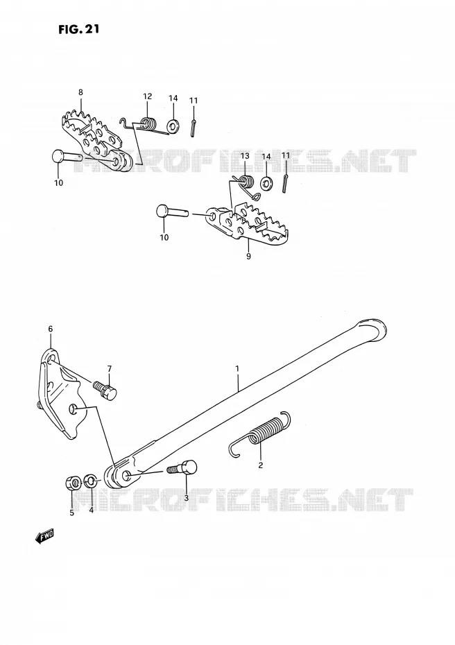 STAND - FOOTREST (MODELE K/L/M/N) Suzuki MOTO 250 RMX 1992  RMX250 N (E03)