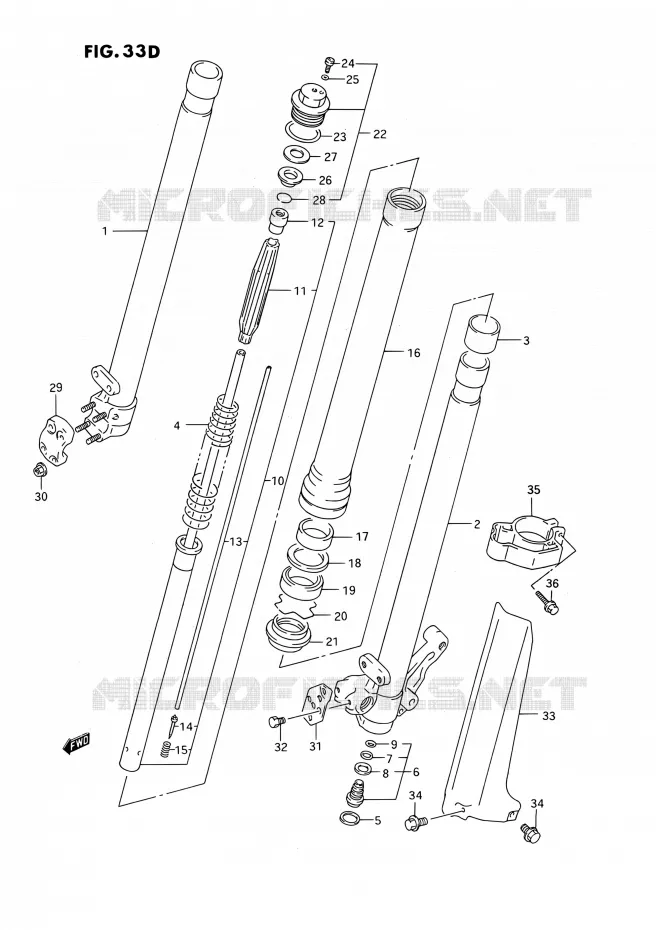 FRONT SCHOKDEMPER (MODELE P/R/S) Suzuki MOTO 250 RMX 1993  RMX250 P (E03)