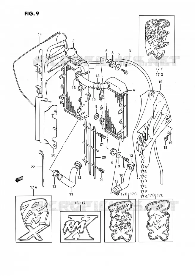 RADIATOR (MODELE K/L/M/N/P) Suzuki MOTO 250 RMX 1993  RMX250 P (E03)