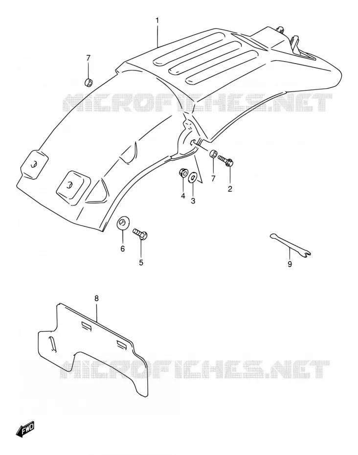 ACHTERSPATBORD Suzuki MOTO 250 RMX 1998  RMX250 W