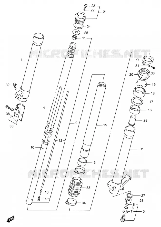 FRONT SCHOKDEMPER (MODELE X P37) Suzuki MOTO 250 RMX 1998  RMX250 W