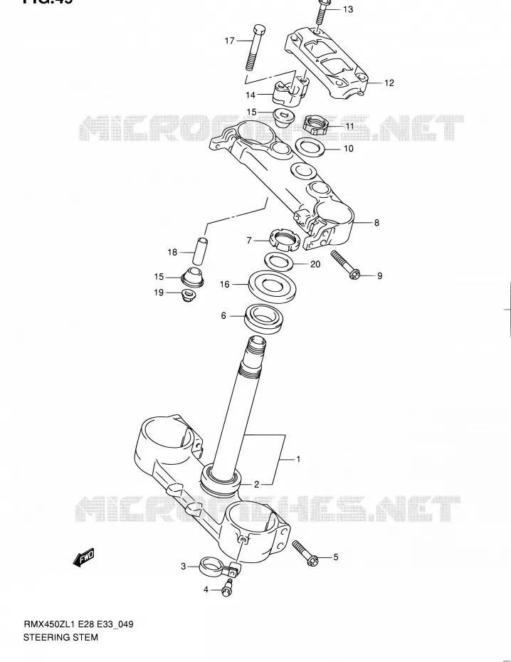 STUURKOLOM Suzuki MOTO 450 RMX 2012  RMX450Z L1 (E03,E28,E33)