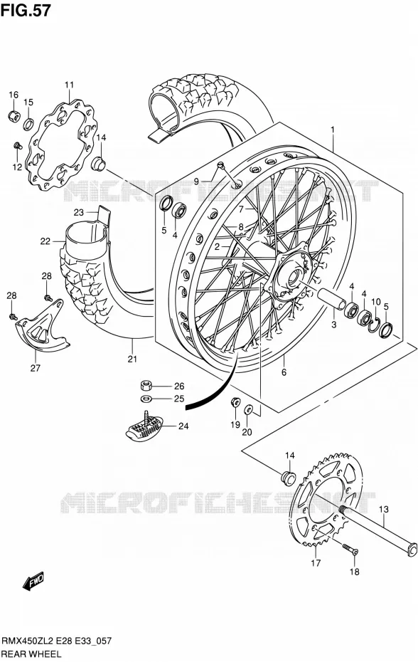 ACHTERWIEL Suzuki MOTO 450 RMX 2012  RMX450ZL2(E03,E28,E33)