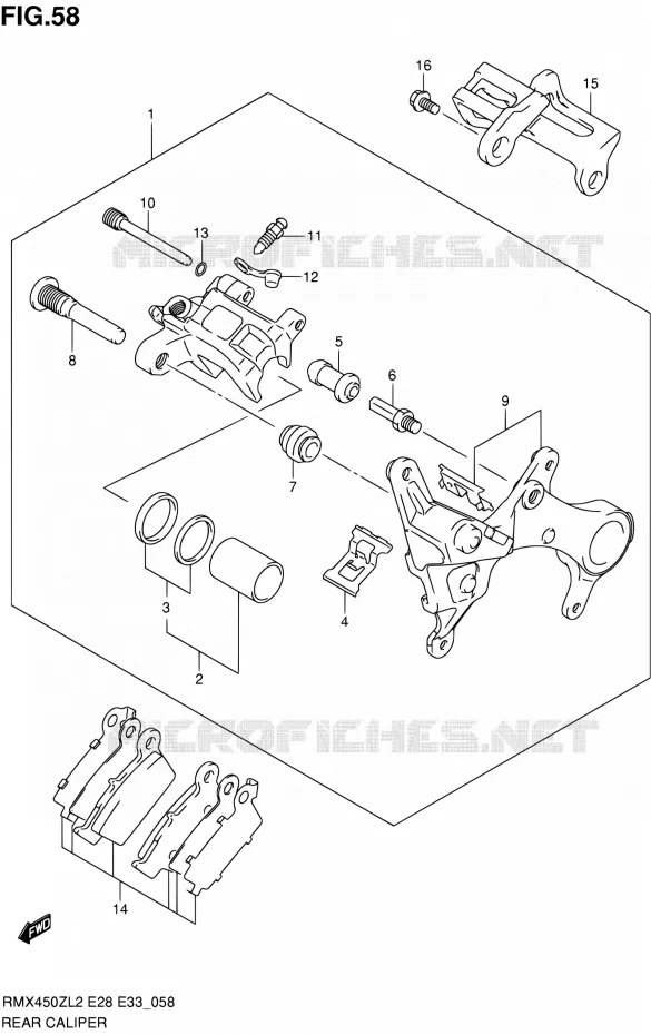 REAR CALIPER Suzuki MOTO 450 RMX 2012  RMX450ZL2(E03,E28,E33)
