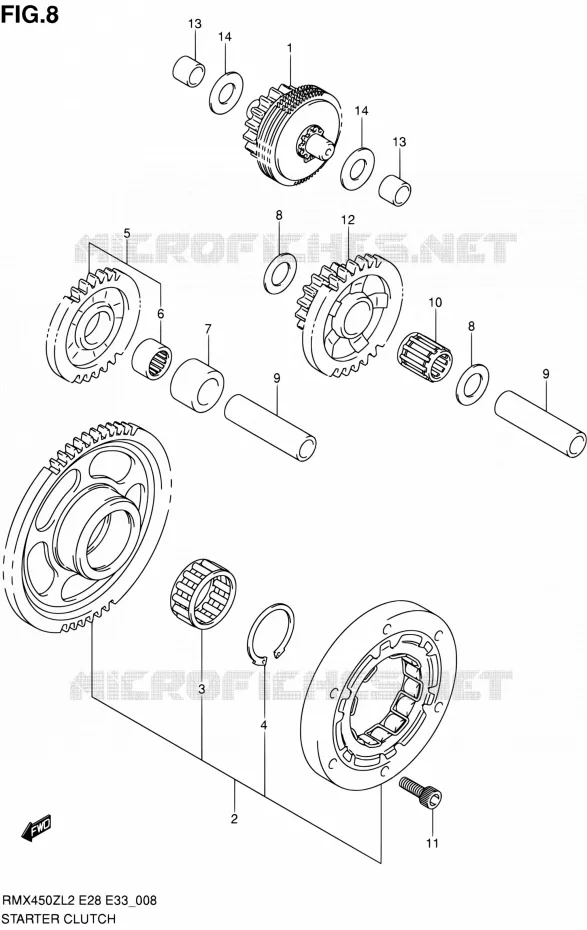 STARTMOTOR CLUTCH Suzuki MOTO 450 RMX 2012  RMX450ZL2(E03,E28,E33)