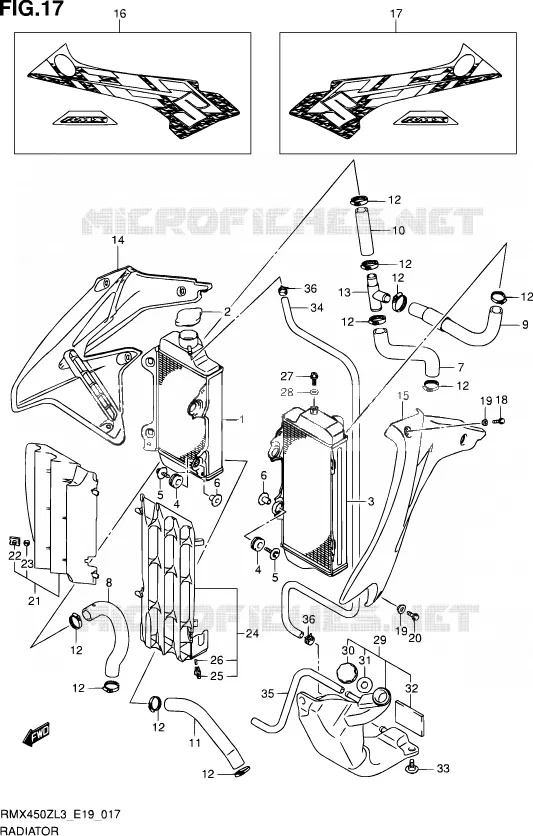 RADIATOR Suzuki MOTO 450 RMX 2012  RMX450Z L3 (E19)