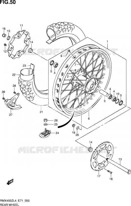 ACHTERWIEL Suzuki MOTO 450 RMX 2014  RMX450Z L4 (E71)