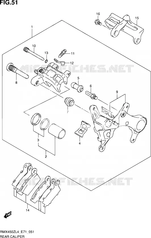 REAR CALIPER Suzuki MOTO 450 RMX 2014  RMX450Z L4 (E71)