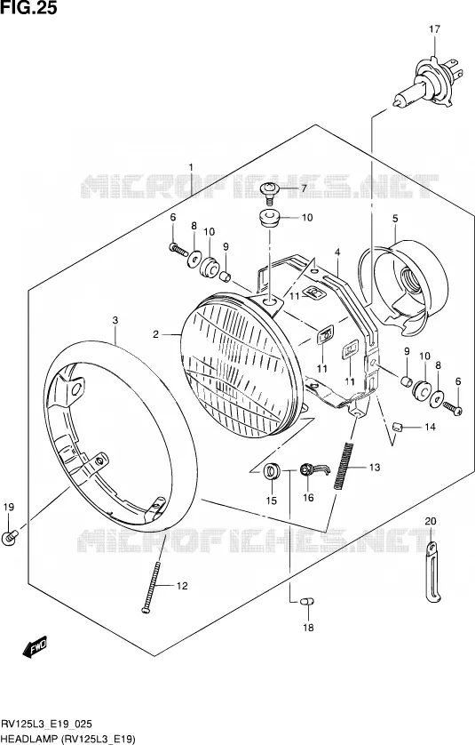 KOPLAMP (RV125L3 E19) Suzuki MOTO 125 VAN-VAN 2013  RV125 L3 (E02)