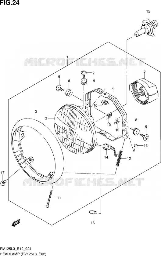 KOPLAMP (RV125L3 E02) Suzuki MOTO 125 VAN-VAN 2015  RV125 L3 (E19)