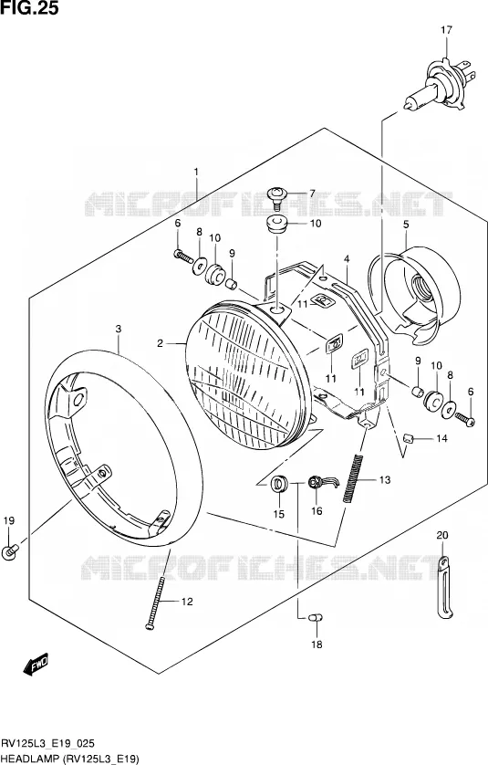 KOPLAMP (RV125L3 E19) Suzuki MOTO 125 VAN-VAN 2015  RV125 L3 (E19)