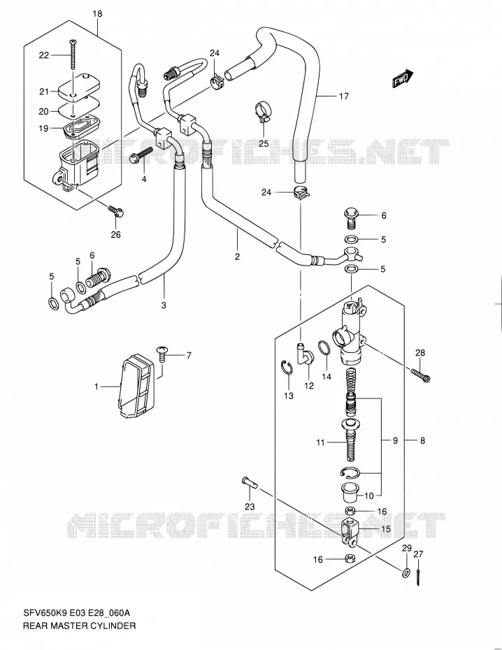 ACHTER HOOFDREMCILINDER (SFV650AL0) Suzuki MOTO 650 GLADIUS 2009  SFV650 K9 (E03,E28,E33)