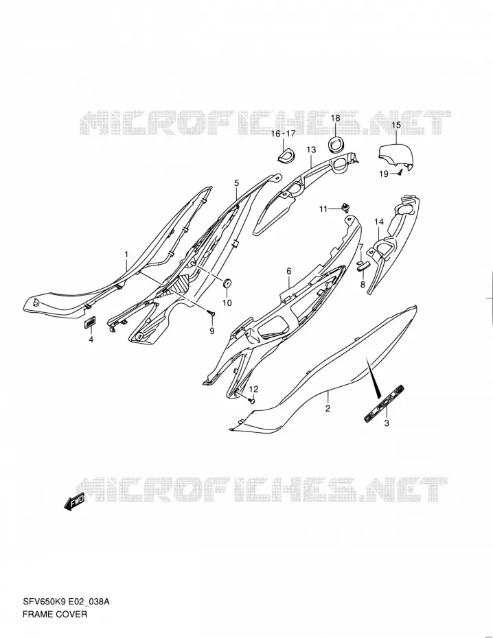 ACHTER KUIP (MODEL L0) Suzuki MOTO 650 GLADIUS 2010  SFV650L0(E19)
