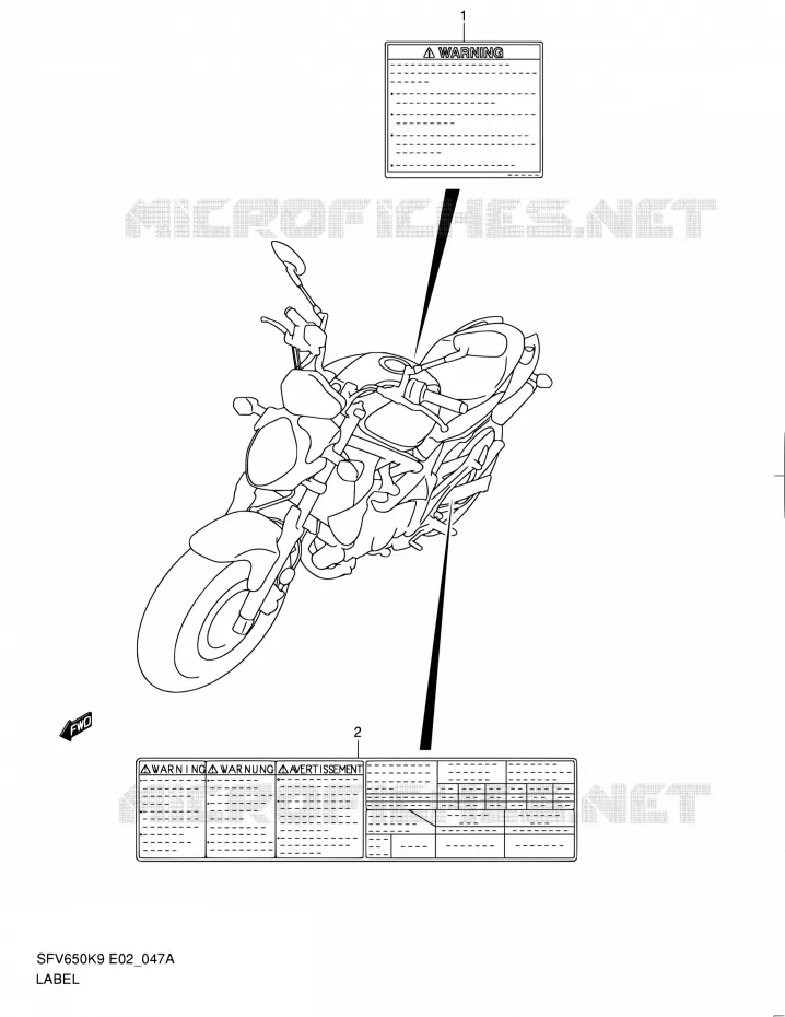 ETIKET (MODEL L0) Suzuki MOTO 650 GLADIUS 2010  SFV650L0(E24)