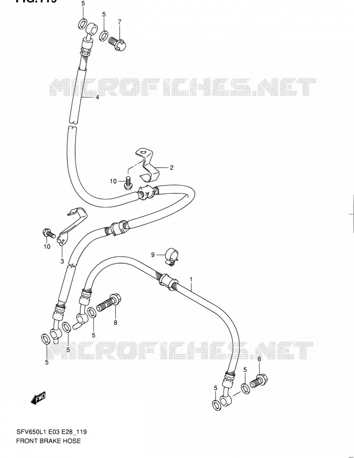 FRONT REMSLANG (SFV650L1 E33) Suzuki MOTO 650 GLADIUS 2011  SFV650 L1 (E03,E28,E33)