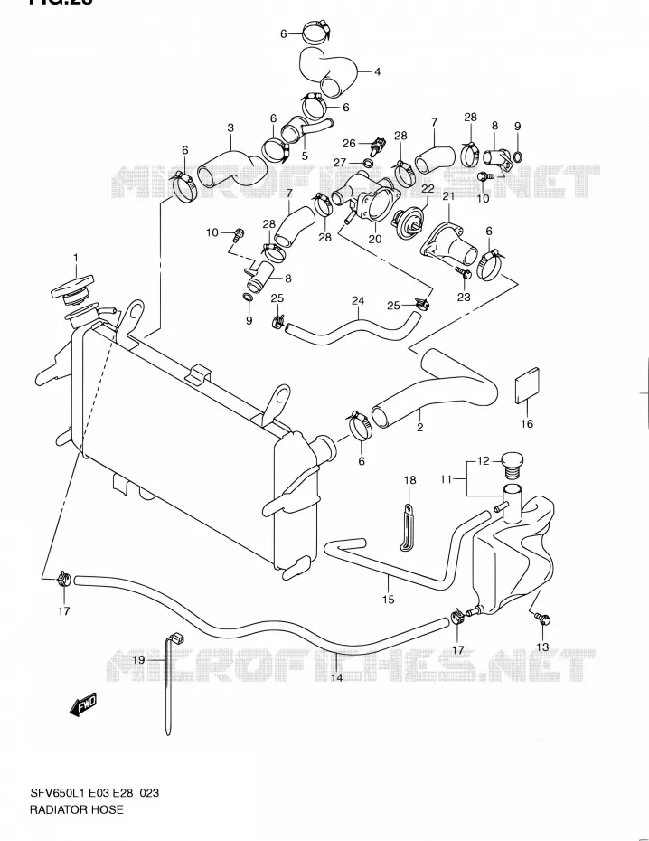 RADIATOR SLANG Suzuki MOTO 650 GLADIUS 2011  SFV650 L1 (E03,E28,E33)