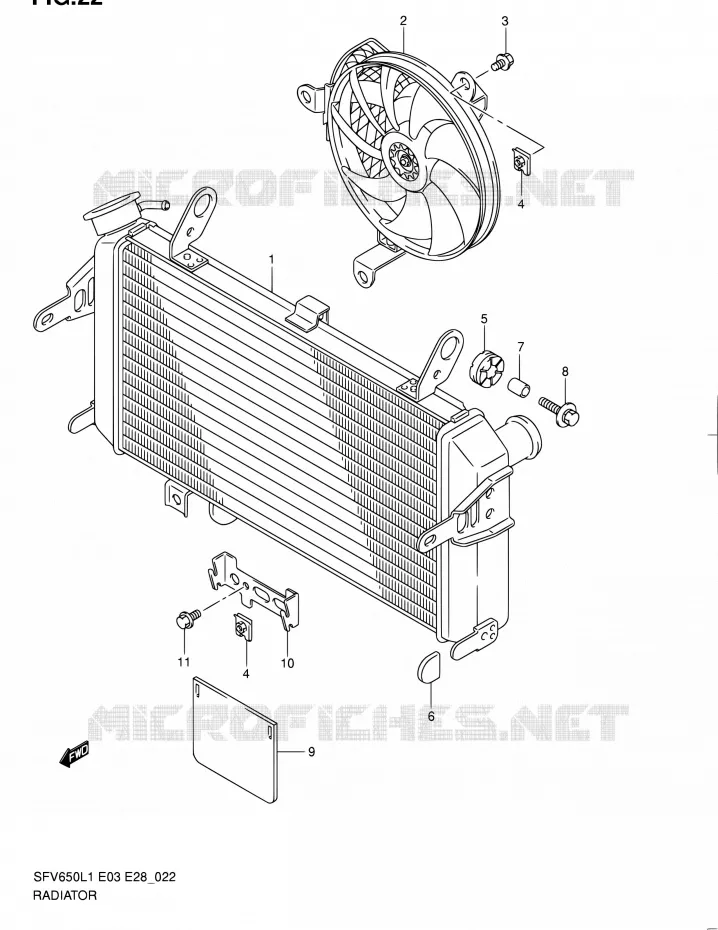 RADIATOR Suzuki MOTO 650 GLADIUS 2011  SFV650 L1 (E03,E28,E33)