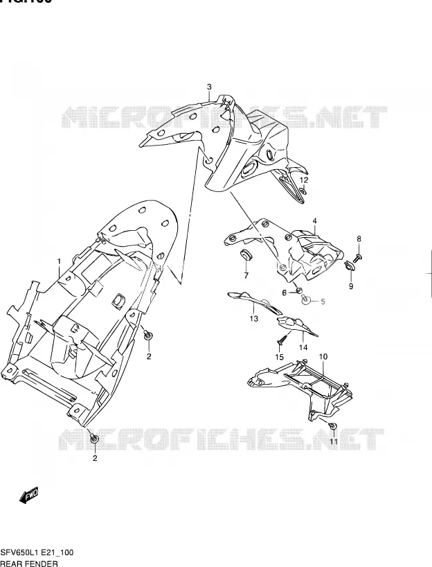 ACHTERSPATBORD (SFV650UL1 E24) Suzuki MOTO 650 GLADIUS 2011  SFV650L1(E24)