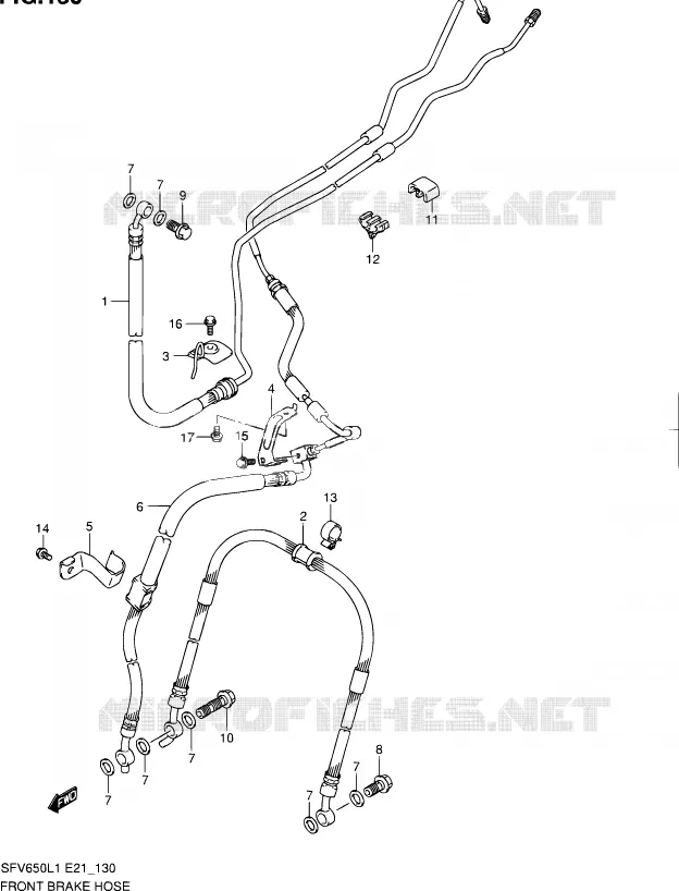 FRONT REMSLANG (SFV650UAL1 E21) Suzuki MOTO 650 GLADIUS 2011  SFV650L1(E24)