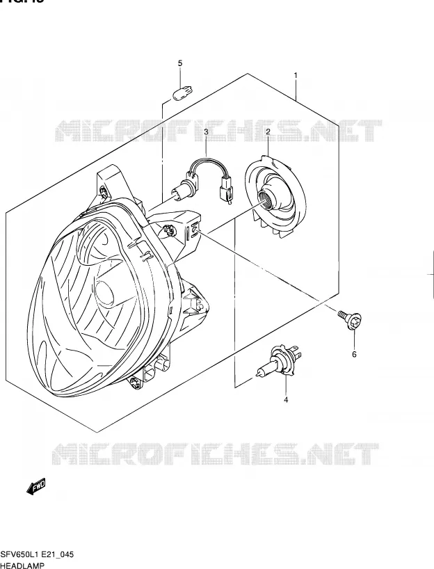 KOPLAMP (SFV650AL1 E21) Suzuki MOTO 650 GLADIUS 2011  SFV650L1(E24)