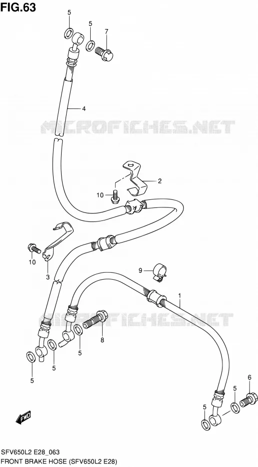 FRONT REMSLANG (SFV650L2 E28) Suzuki MOTO 650 GLADIUS 2012  SFV650L2(E03,E28,E33)