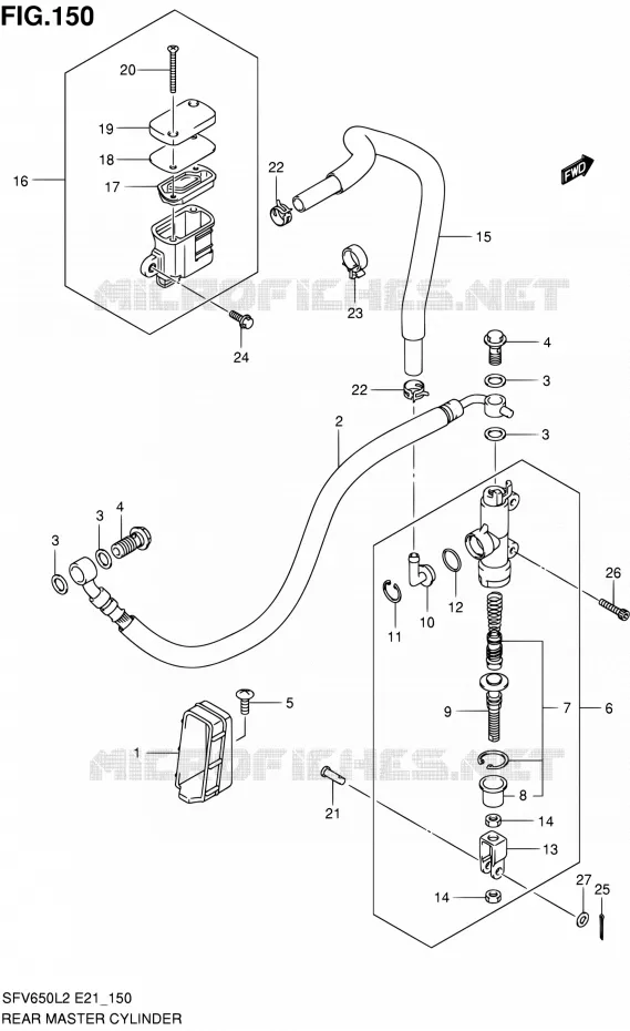 ACHTER HOOFDREMCILINDER (SFV650L2 E21) Suzuki MOTO 650 GLADIUS 2012  SFV650L2(E21)