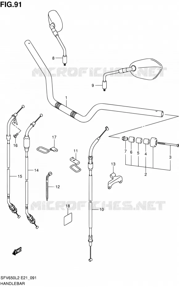 STUUR (SFV650UL2 E21) Suzuki MOTO 650 GLADIUS 2012  SFV650L2(E24)