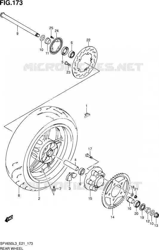 ACHTERWIEL (SFV650AL3 E21) Suzuki MOTO 650 GLADIUS 2013  SFV650 L3 (E21)