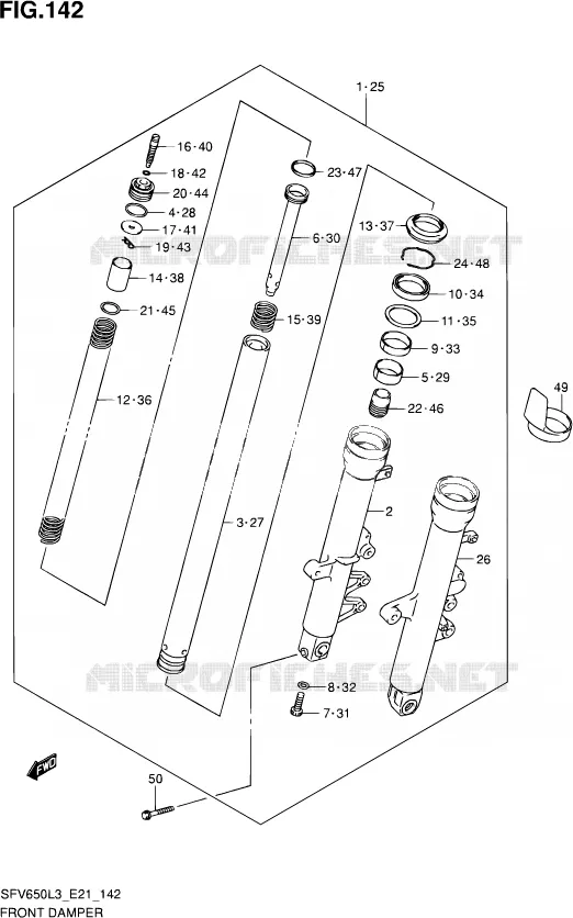 FRONT SCHOKDEMPER (SFV650UL3 E24) Suzuki MOTO 650 GLADIUS 2013  SFV650 L3 (E21)