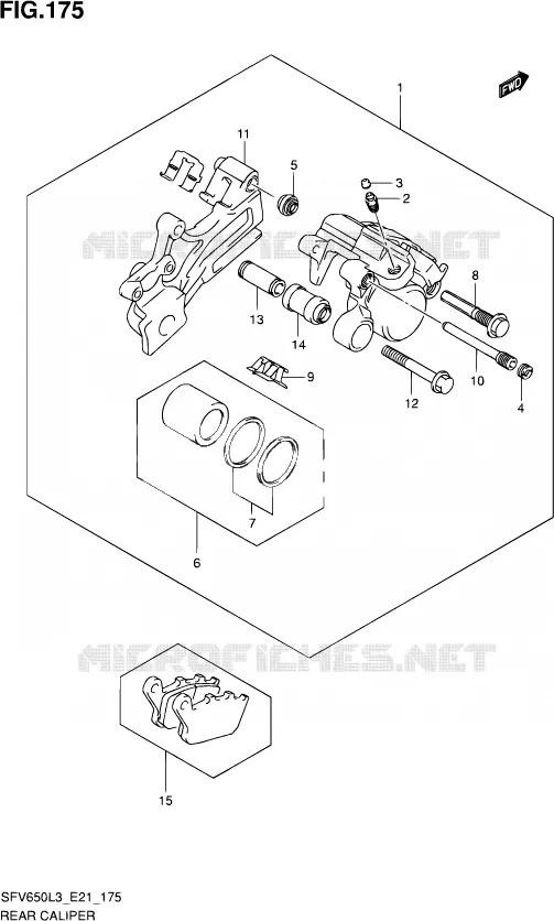 REAR CALIPER (SFV650L3 E21) Suzuki MOTO 650 GLADIUS 2013  SFV650 L3 (E21)