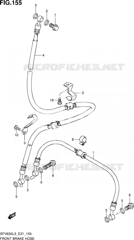 FRONT REMSLANG (SFV650L3 E21) Suzuki MOTO 650 GLADIUS 2013  SFV650 L3 (E24)