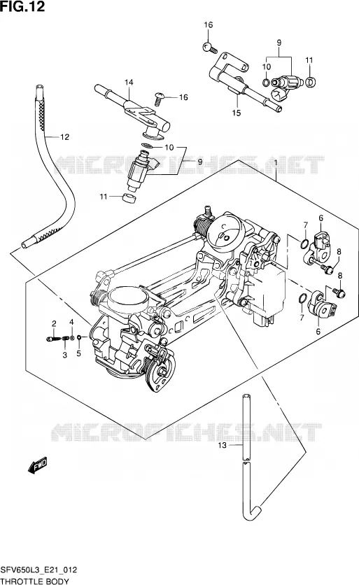 GASKLEPHUIS (SFV650L3 E24) Suzuki MOTO 650 GLADIUS 2013  SFV650 L3 (E24)