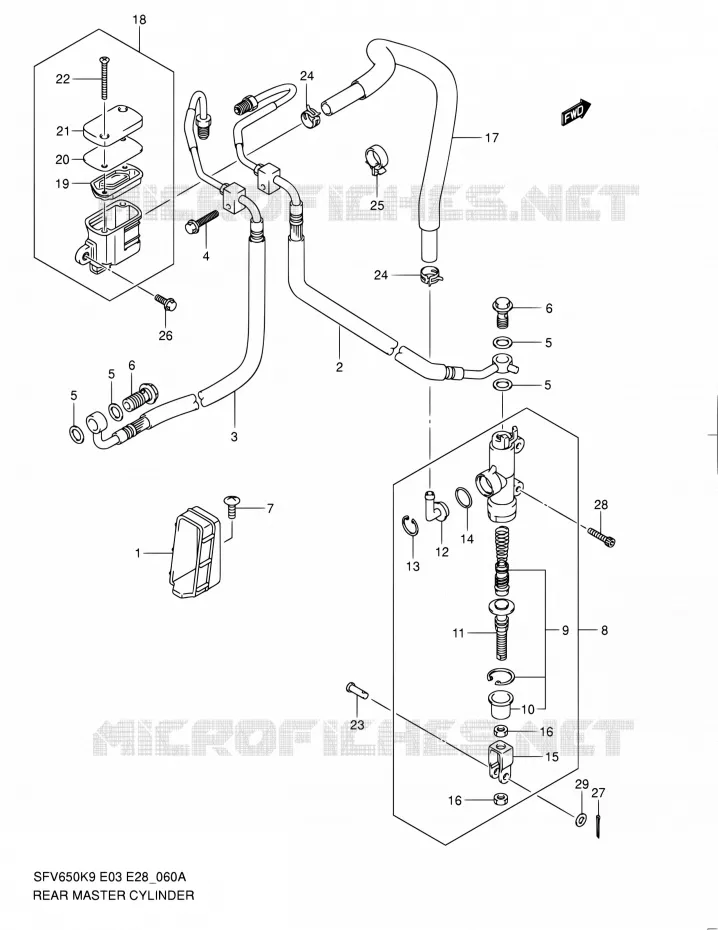 ACHTER HOOFDREMCILINDER (SFV650AL0) Suzuki MOTO 650 GLADIUS 2010  SFV650A L0 (E03,E28,E33)